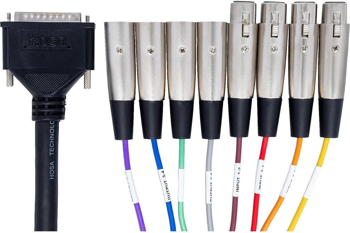Hosa AES805Y AES/EBU Breakout Snake, DB-25 to 4 XLR Male & 4 XLR Female, 16.5 Feet