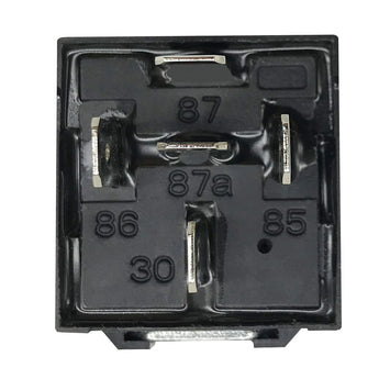 Automotive relay, 12V SPDT 40 Amp relay with mounting tab, suitable for automotive and marine applications.