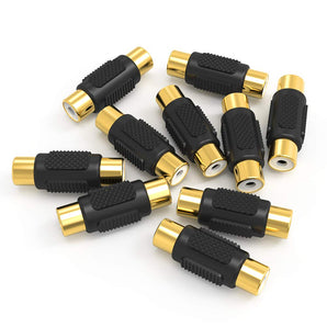 Absolute FF-100B-10 Gold RCA Female-to-Female Coupler Adapter 10 Pack