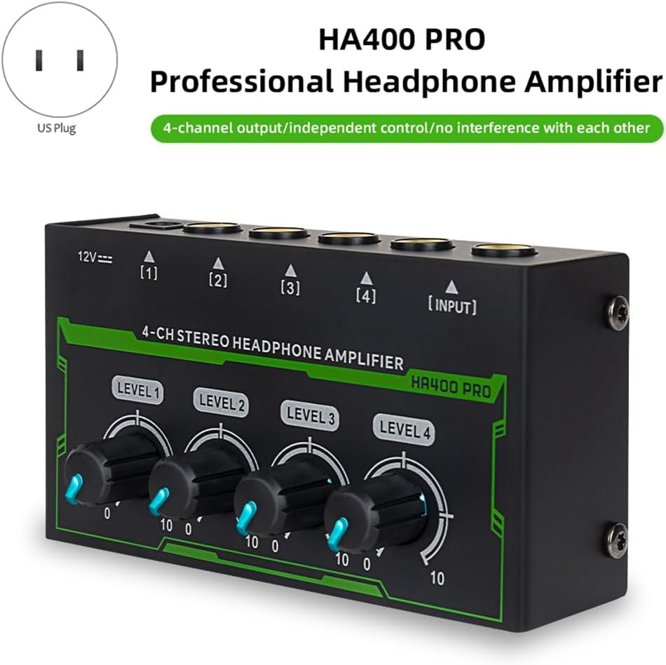 MR DJ Microamp HA400PRO Ultra-compact 4-channel stereo headphone amplifier