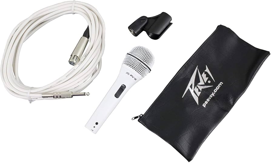 Peavey PVI 2W 1/4" White Cardioid Unidirectional Dynamic Vocal Microphone with 1/4" Cable