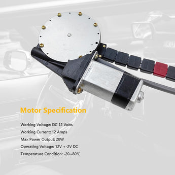 Electric power window conversion kit components including regulators and switches for 2-door vehicles.