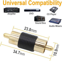 Thumbnail for 10 Pack Male to Male Gold RCA cable cord Coupler Joiner barrel Connectors