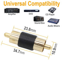 Thumbnail for 6 Pack Female & Male Gold RCA cable Cord Coupler Joiner barrel Connectors