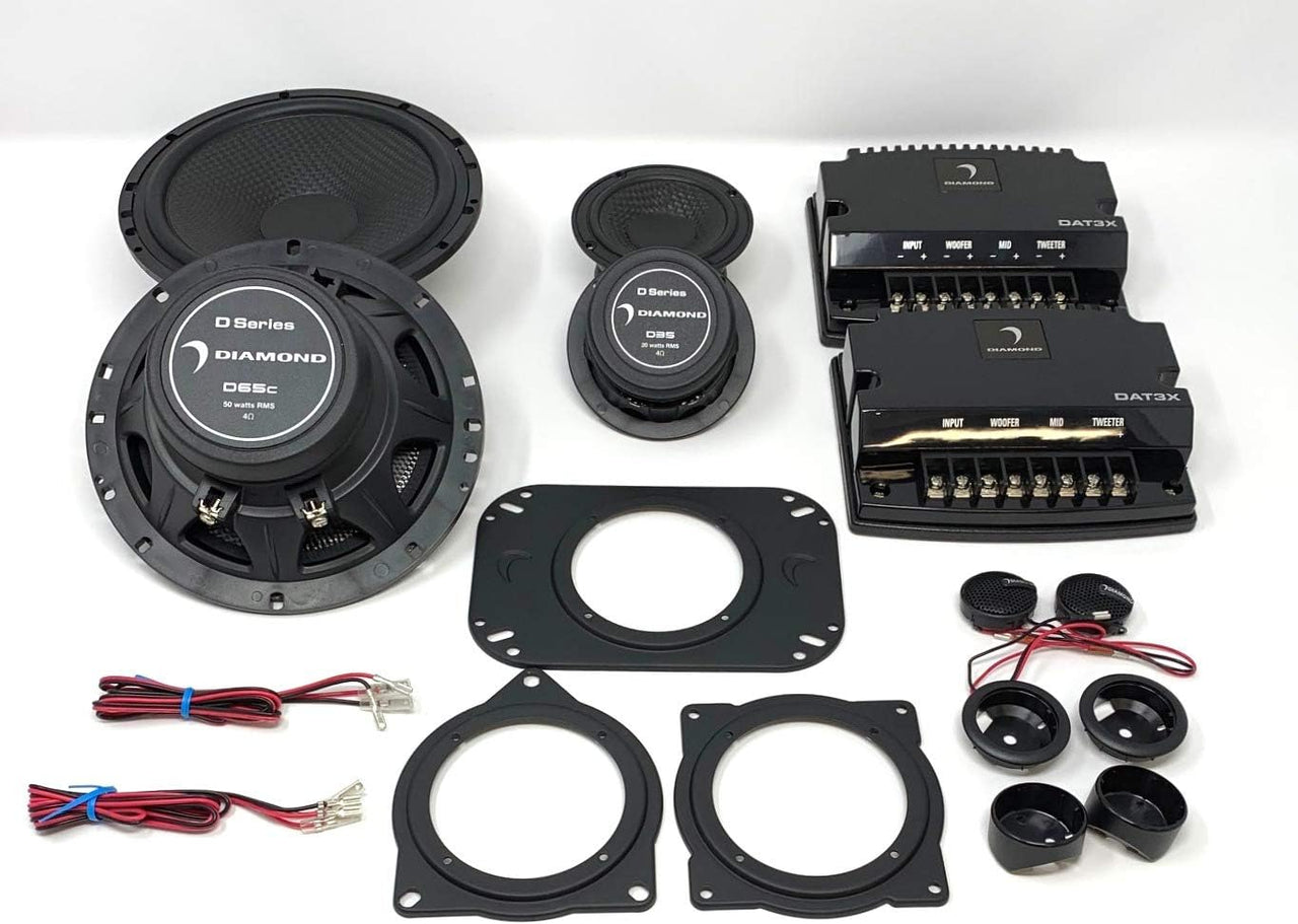2 Diamond Audio DES365C DES Series 6.5" 3-Way Component System w/Aluminum Dome Tweeter and Crossovers