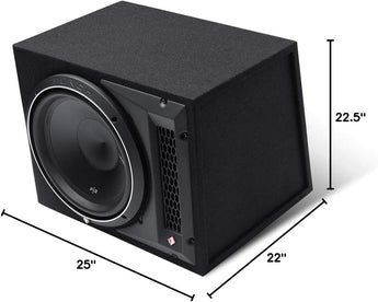 Rockford Fosgate P2-1X12 12" Subwoofer Loaded Enclosure with 800W Peak Power and sleek design.