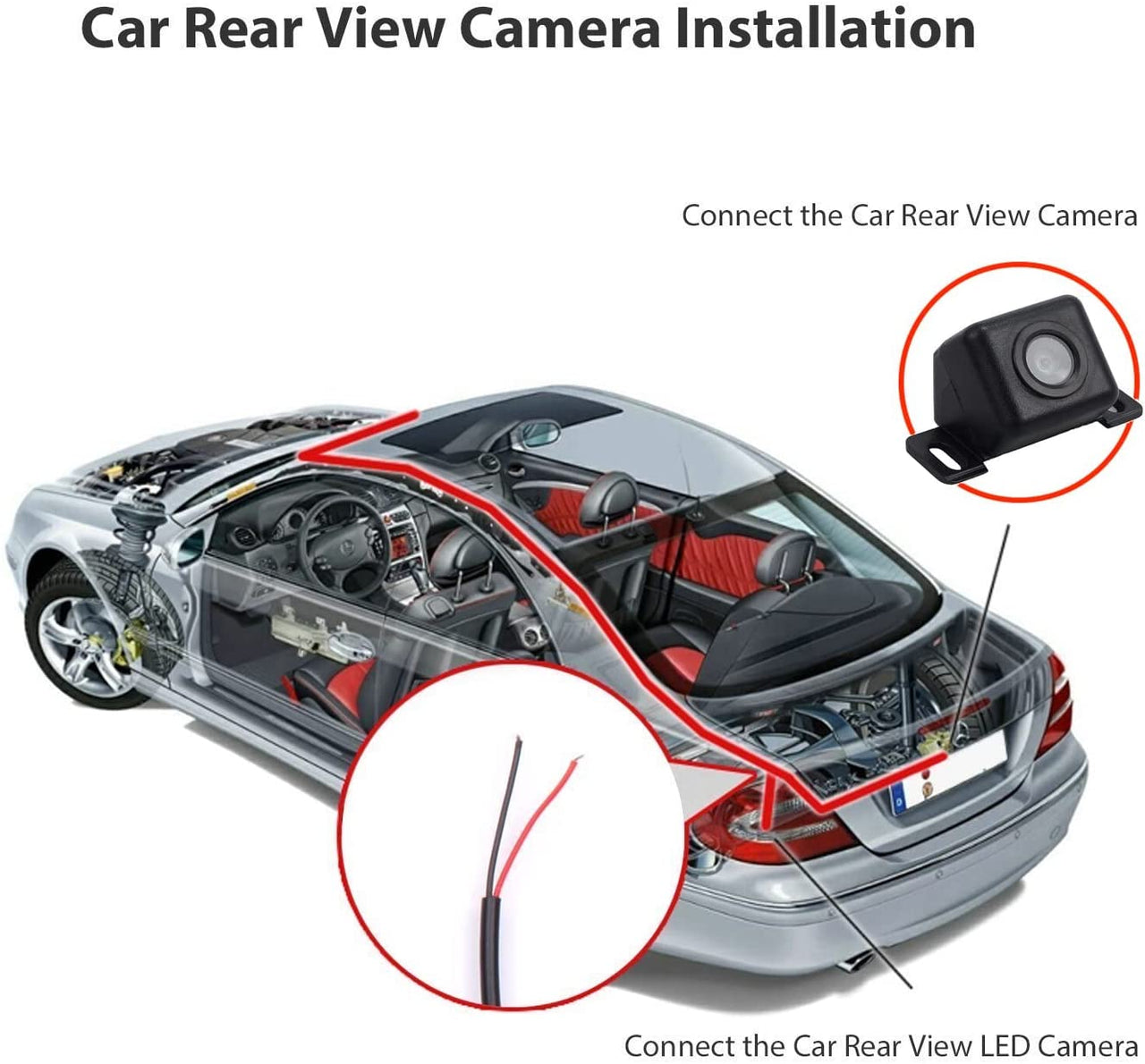 CAM124 Backup Camera Frame License Plate HD Night Vision Rear View 170° Angle Waterproof Compatible with Jensen Car Radio CAR110W CAR710 CAR710X CAR8000 CAR910W CAR910X CDR7011 CM901MIR CMR2720 CR271ML