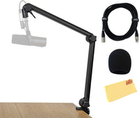 Thumbnail for Gator GFWMICBCBM3000 Deluxe Frameworks Desktop Mic Boom Stand - Bundle with Microphone Windscreen, XLR Cable