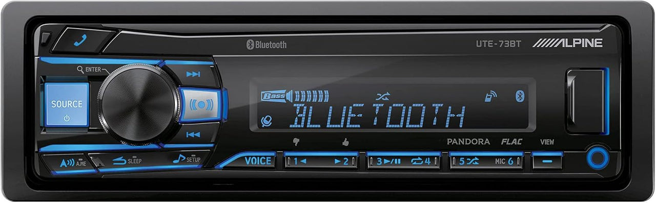 Alpine UTE-73BT  Media Receiver with Bluetooth w/EL-E65C-G 6.5" Component & EL-E65-G Coaxial Speaker Set