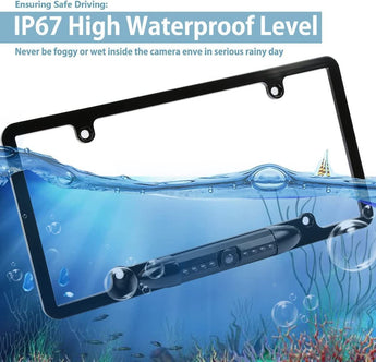 Backup camera frame license plate with HD night vision and 170° angle view.