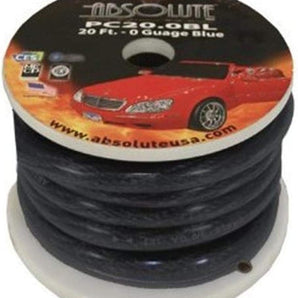 Absolute P020BK 0 Gauge 20 Feet Black Power Ground Wire Cable