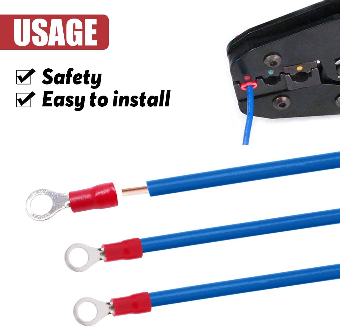 E-RR8-100 22/18-Gauge #8 Economy Vinyl Ring Terminals