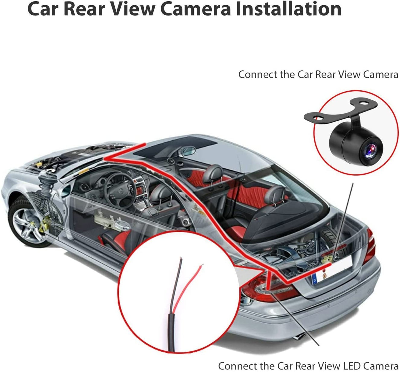 CAM121 Backup Camera Frame License Plate HD Night Vision Rear View 170° Angle Waterproof Compatible with Jensen Car Radio CAR110W CAR710 CAR710X CAR8000 CAR910W CAR910X CDR7011 CM901MIR CMR2720 CR271ML