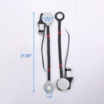  Electric power window conversion kit parts including electric window regulators, switches, and wiring for 4-door vehicles.
