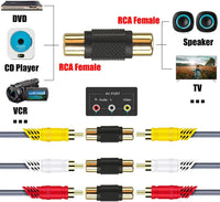 Thumbnail for 10 Pack Female to Female Gold RCA cable cord Coupler Joiner barrel Connectors