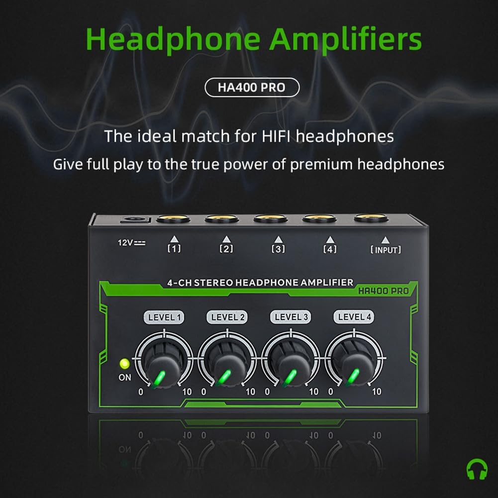 MR DJ Microamp HA400PRO Ultra-compact 4-channel stereo headphone amplifier