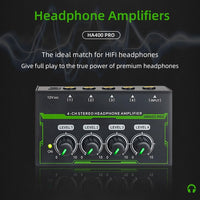 Thumbnail for MR DJ Microamp HA400PRO Ultra-compact 4-channel stereo headphone amplifier
