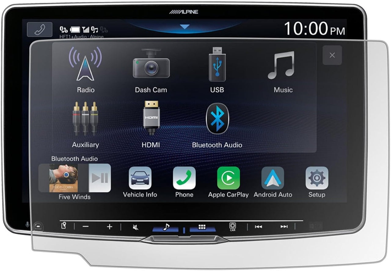 Alpine KAE-HF11DA Screen Protector for iLX-F511 & RUX-H02 + Next-Gen Remote Bass Knob for Halo Display