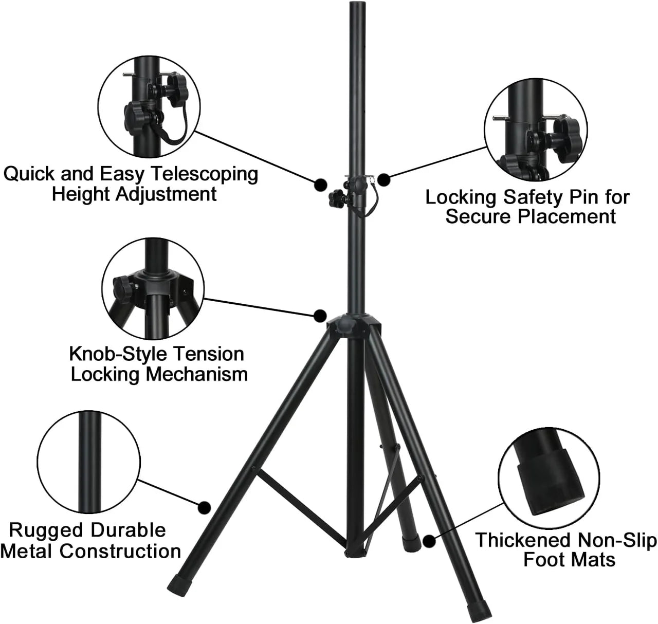 2 MR DJ Heavy Duty PA DJ Speaker Universal Adjustable Height Tripod Stands