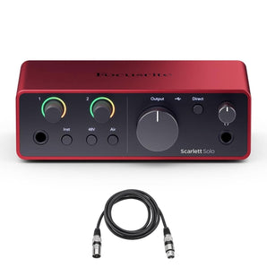 Focusrite Scarlett Solo 4th Gen USB Audio Interface Single Microphone Preamp & XLR Cable