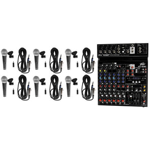 Peavey PV 10 BT 10 Channel Compact Mixing Mixer Console with Bluetooth +6 Samson Mics