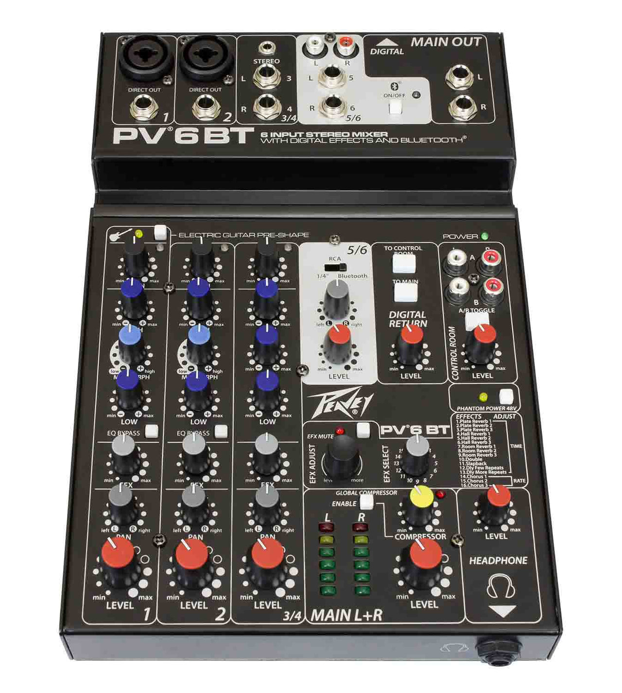 Peavey PV 6 BT Compact Mixer 6 Channel with Bluetooth