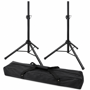 2 MR DJ SS300B Speaker Stand with Road Carrying Bag Universal Black Heavy Duty Folding Tripod PRO PA DJ Home On Stage Speaker Stand Mount Holder with Road Carrying Bag