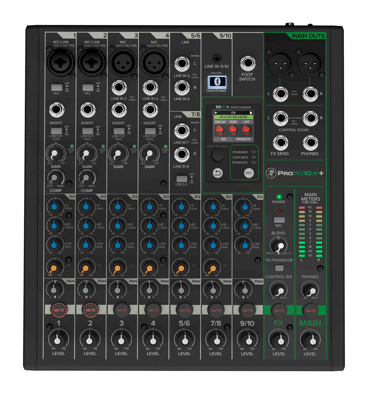 Mackie ProFX10v3+, 10-Channel Analog Mixer with Enhanced FX, USB Recording Modes and Bluetooth