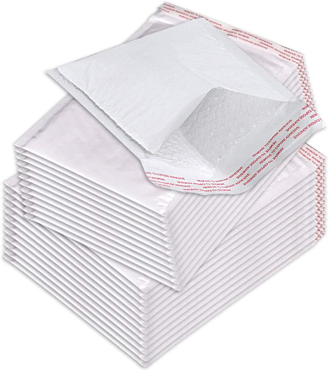 #0 6.5 x 10 Inch Packaging Supplies White Poly Bubble Mailers Self-Sealing Shipping Envelopes Plastic Mailing Bags 6.5"x10" PBM0 6.5"x9" Inner Size (500 Pack)