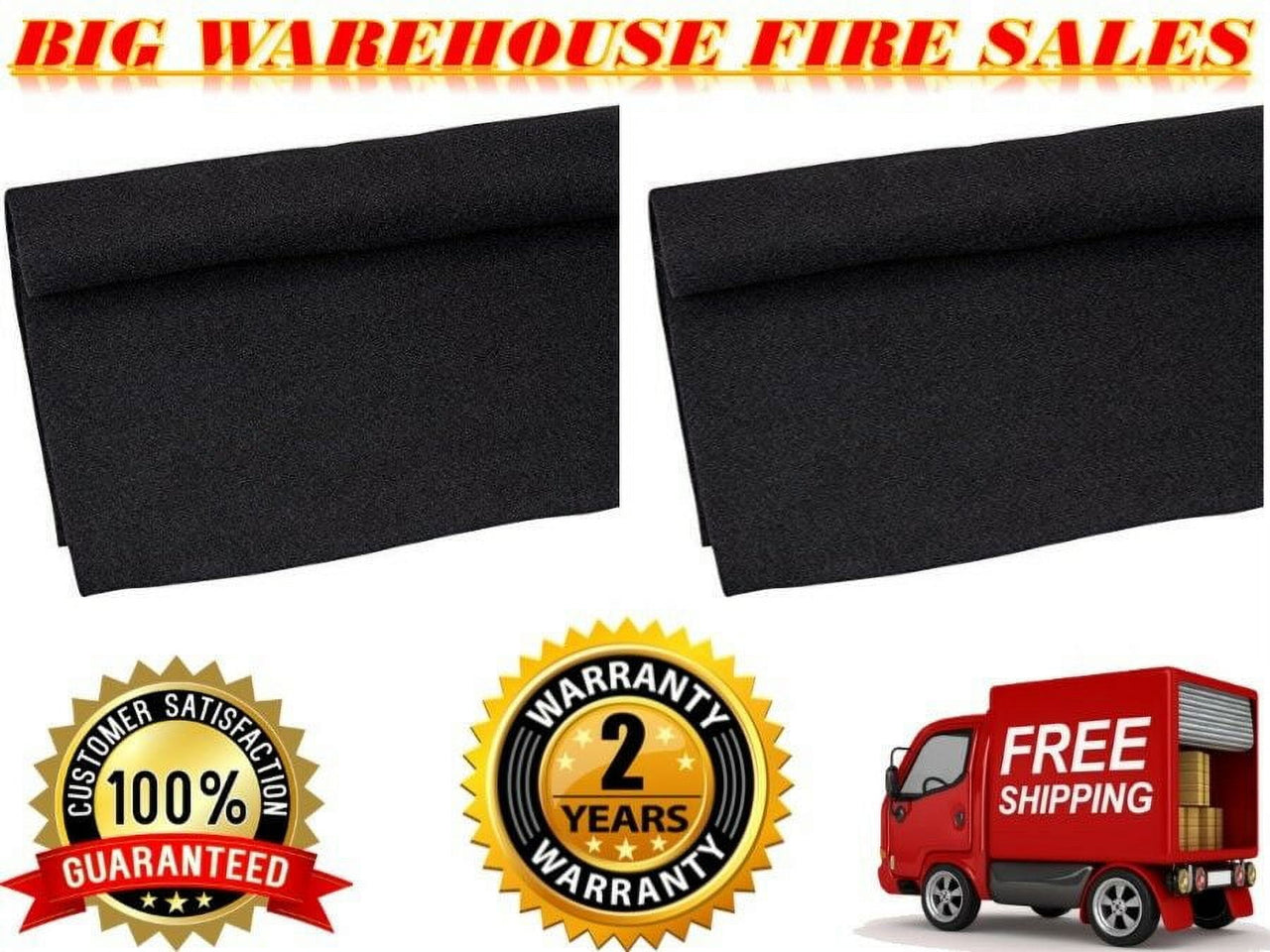 2 Absolute C15BK 15' Long 4' Wide Black Carpet for Speaker Sub Box Carpet