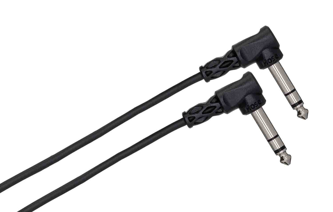 Hosa CSS-110RR, Right Angle 1/4" TRS to Right Angle 1/4" TRS Balanced Interconnect Cable - 10 Feet