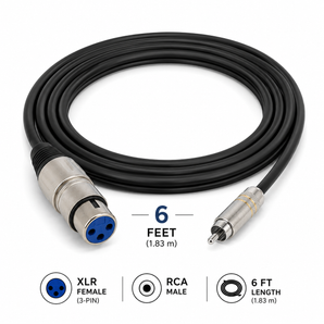 MR DJ CXFR6 6-Foot XLR Female to RCA Male Professional Audio Cable