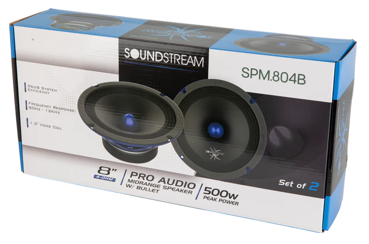 Soundstream SPM.804B 8" Pro Audio Midrange Speaker with Bullet 500W Pair