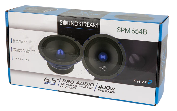 Soundstream SPM.654B 6.5" Pro Audio Midrange Speaker with Bullet 400W Pair