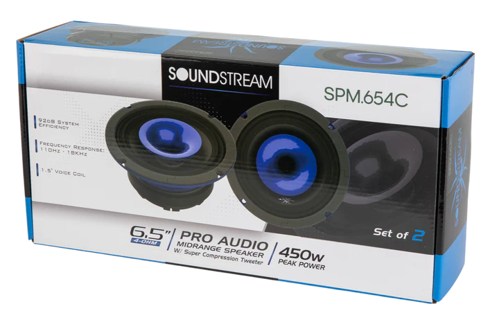 Soundstream SPM.654C 6.5" Midrange Pro Audio Loudspeaker w/ Super Compression Tweeter - 450W (Pair)