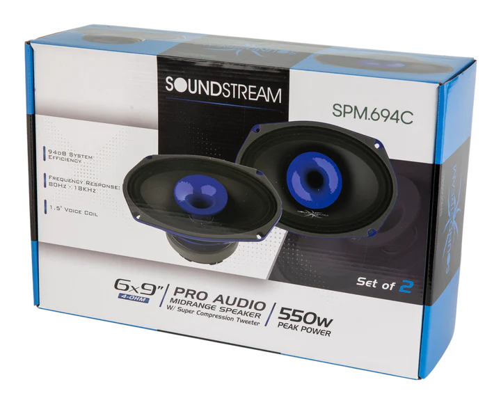 Soundstream SPM.694C 6x9" Midrange Pro Audio Loudspeaker w/ Super Compression Tweeter - 550W (Pair)