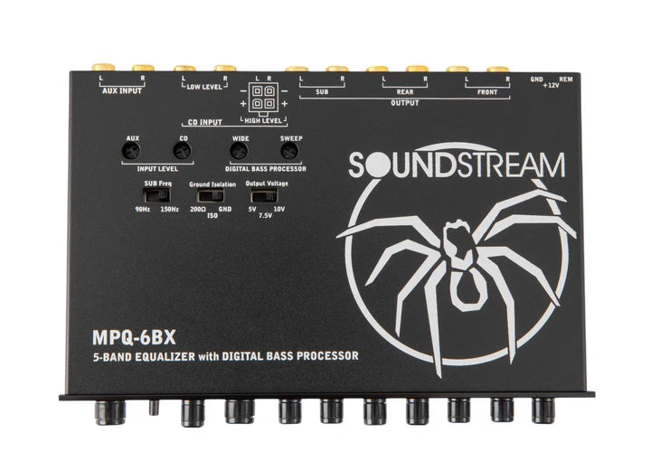 Soundstream MPQ-6BX 1/2 DIN 5-Band Equalizer w/ Digital Bass Reconstruction Processor