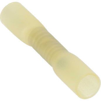 Install Bay HSYBC yellow butt connector for heat shrink applications, suitable for 12-10 gauge wires.