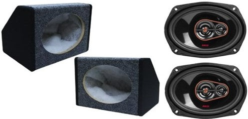 Cerwin Vega H7693 6x9" 3-Way Speakers + BG Angled Wedge Enclosure Box