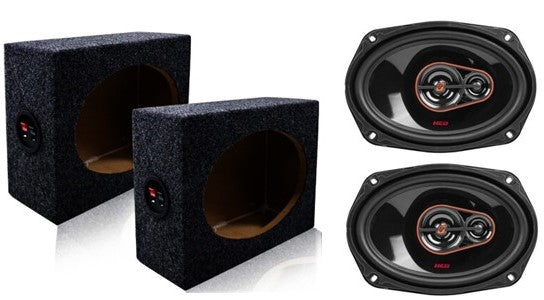 Cerwin Vega H7693 6x9" 3-Way Speakers + Black Flat Enclosure Speaker Box