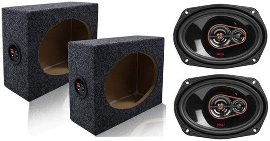 Cerwin Vega H7693 6x9" 3-Way Speakers + Gray Flat Enclosure Speaker Box