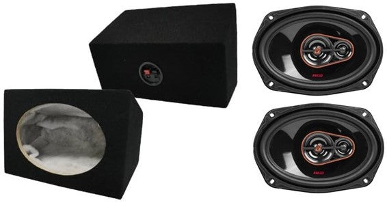 Cerwin Vega H7693 6x9" 3-Way Speakers + Black Wedge Enclosure Speaker Box