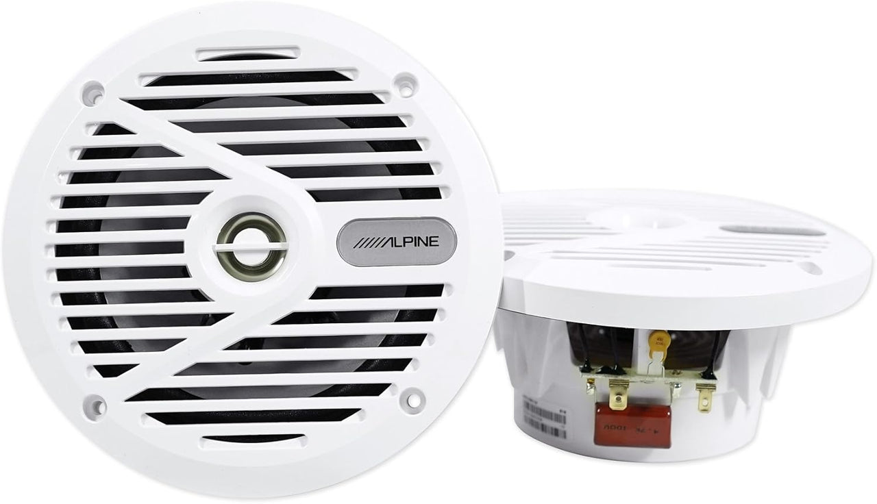 Alpine SPS-M601W 6.5” Coaxial 2-Way Marine Speaker with White Grilles