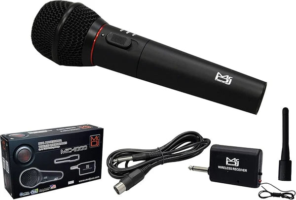 MR DJ MIC1000 Dual Function Wireless/Wired Black Handheld Microphone System