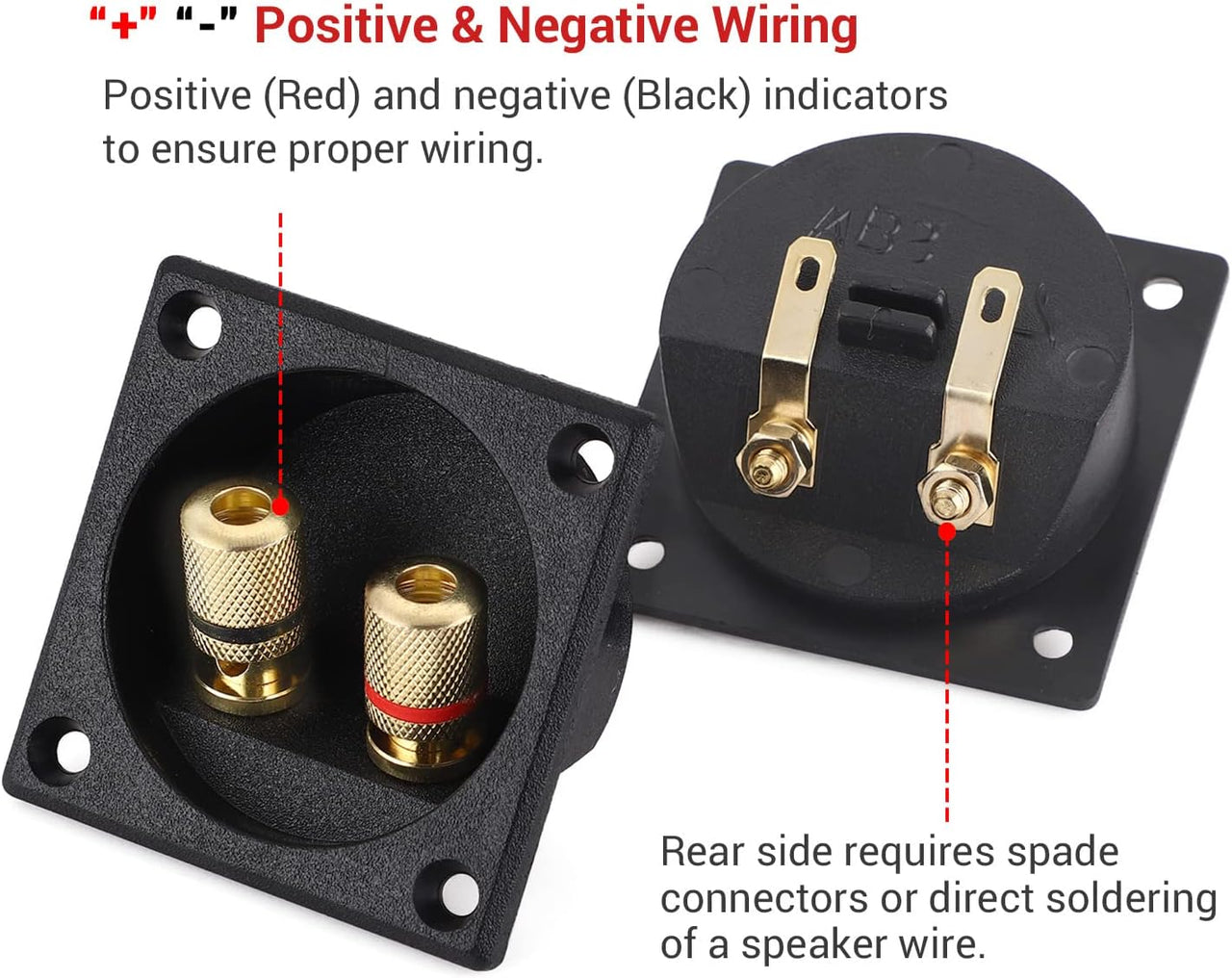 American Terminal 2PCS 2.2 Inch Square 2-Way Speaker Box Terminal Cup Binding Post Subwoofer Box Speaker Terminal for DIY Home Car Stereo Speaker Subwoofer