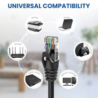 Thumbnail for American Terminal EPC100BK 100' Cat6 patch cable Cat6a Ethernet network patch cable RJ45 23AWG 600M solid copper wire 100' Black