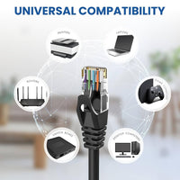 Thumbnail for 6 Patron Cat6a Ethernet Network Patch Cable RJ45 23AWG 600M Solid Copper Wire 3' Black