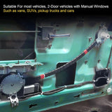 Electric power window conversion kit components including regulators and switches for 2-door vehicles.