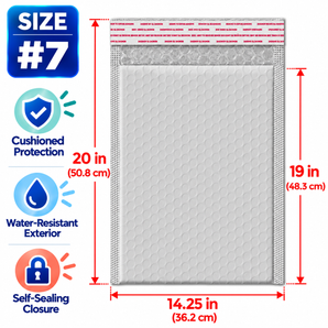 BM Paper 100-Pack #7 14.25" x 19" White Bubble-Lined Poly Mailers Self-Sealing Padded Shipping Envelopes