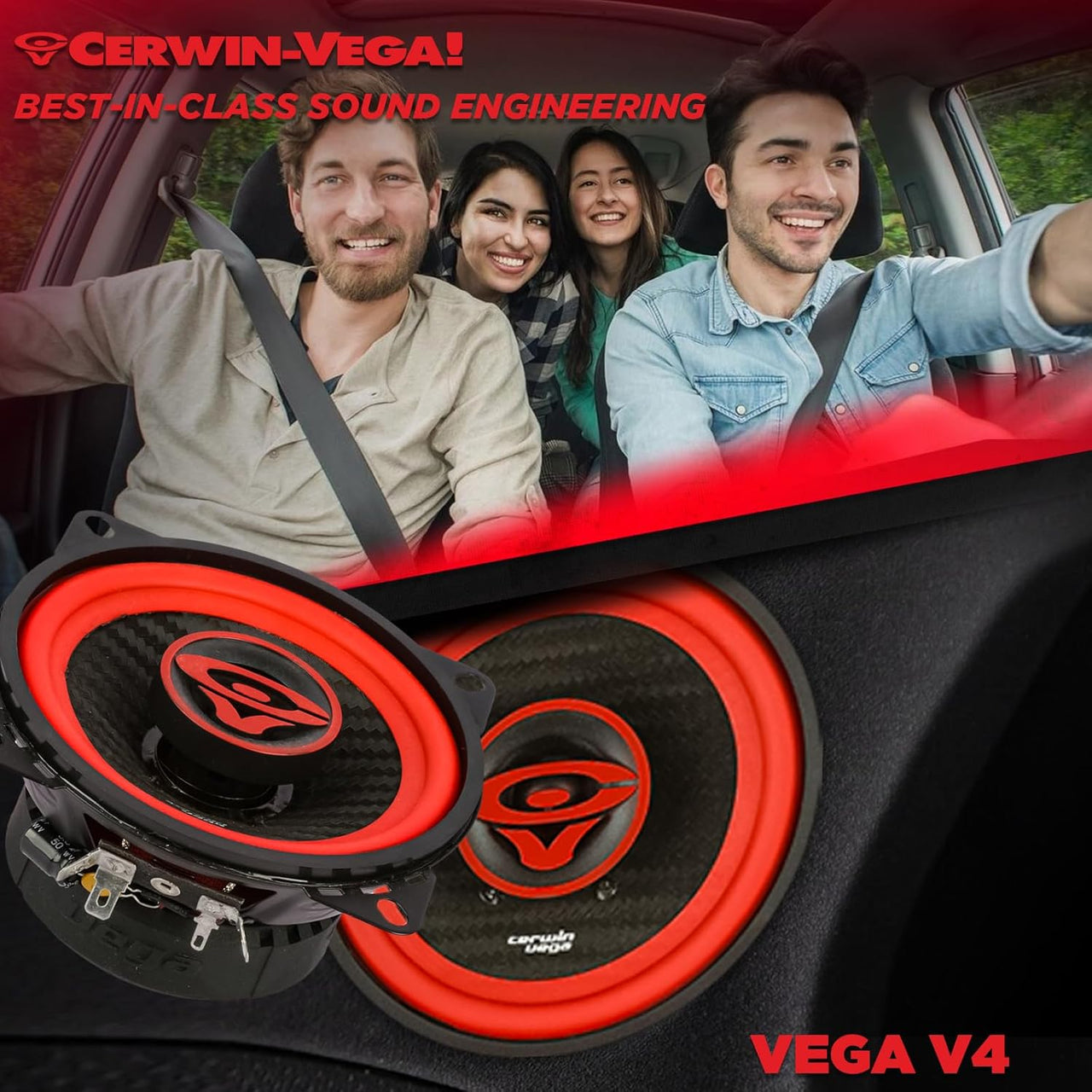 Cerwin Vega V4 2025 Edition 4" 2-Way Coaxial Speakers (4Ω)